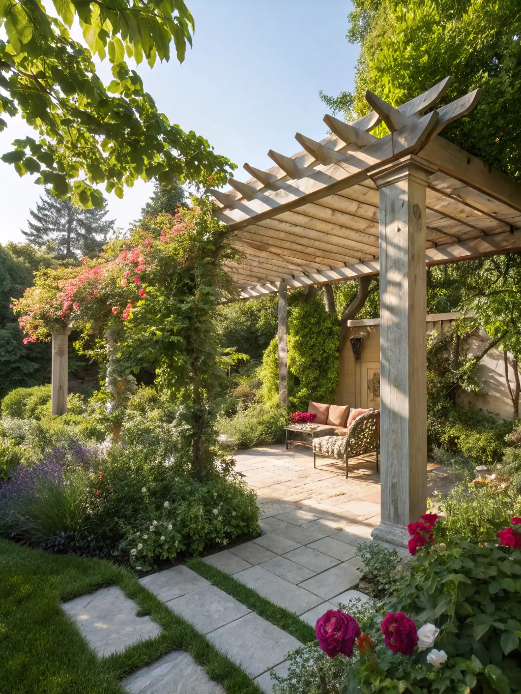 A photo of a satisfied customer enjoying their Alu Business bioclimatic pergola, showcasing the enhanced outdoor living experience.
