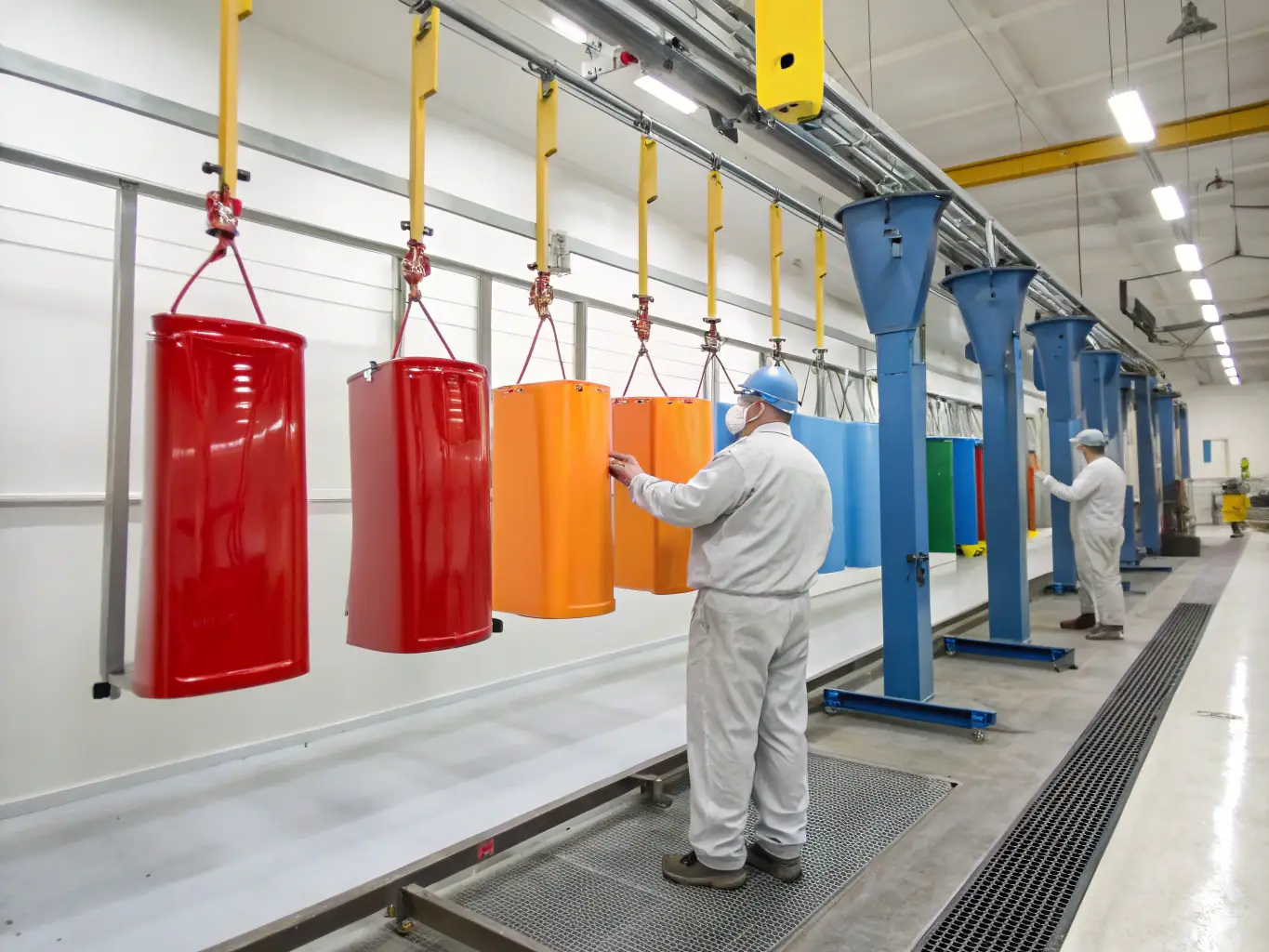 A detailed image of the powder-coating process on an aluminum fence panel, showing the even application and smooth finish. The image highlights the protective qualities of the coating and its resistance to scratches and fading.
